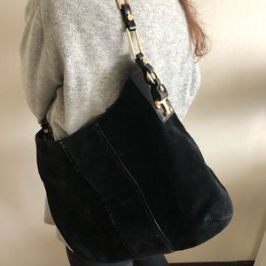 Tory Burch Black Suede Tote